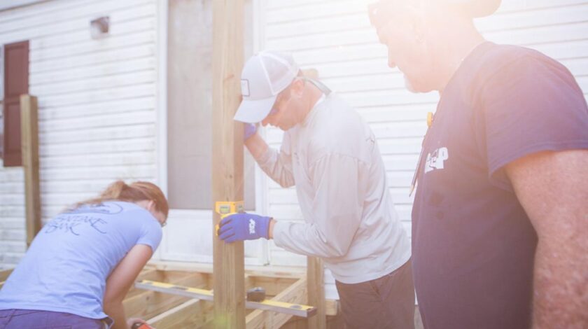 leveling a post for a ramp